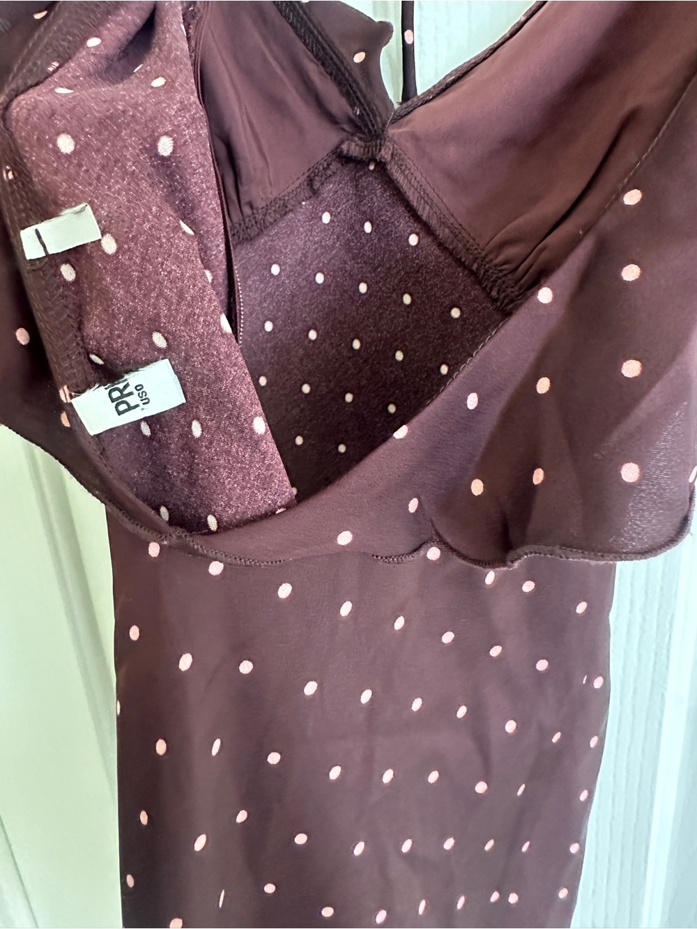 Princess Polly Wine Polka Dot Ruffle Mini Dress - Picture 5 of 5